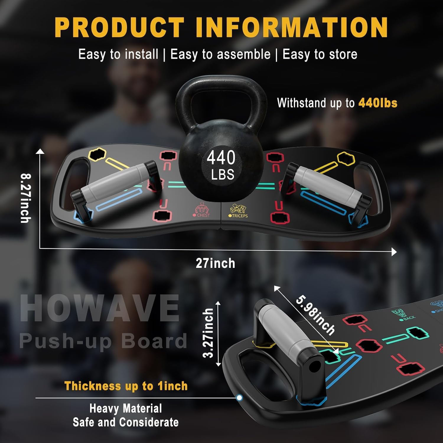 Portable and  Foldable Pushup Board,